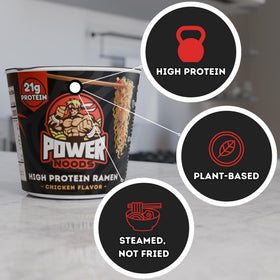 Power Noods no artificial preservatives label highlights a cleaner ramen option.