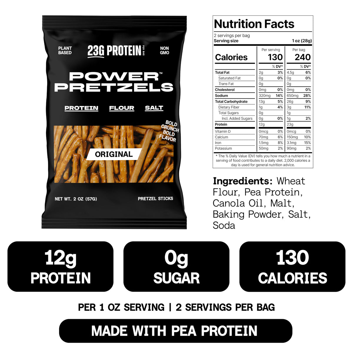Power Pretzels crunchy sticks showcase savory flavor and satisfying crunch.