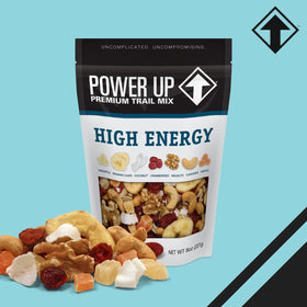 Power Up High Energy Trail Mix close-up emphasizes walnuts and dried fruits for texture and flavor