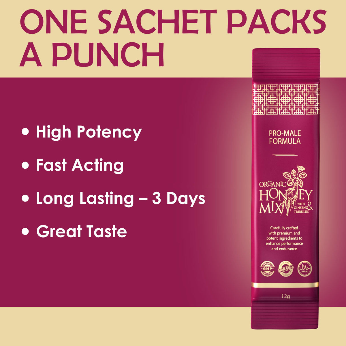 PowerPak honey mix sachet opened for quick pour into tea or coffee
