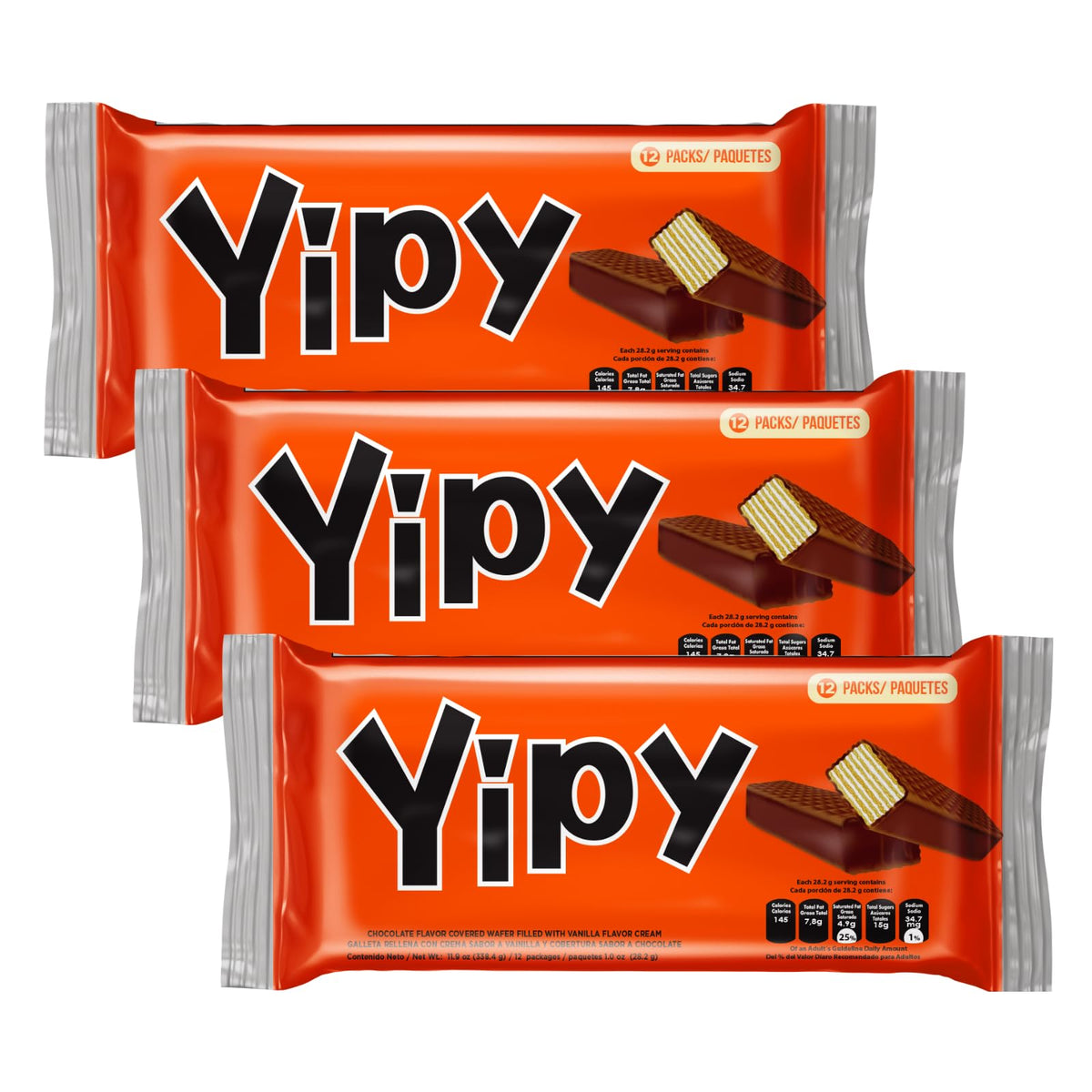 Pozuelo Yipy Wafers with vanilla cream interior offer a creamy vanilla bite for the lunchbox.