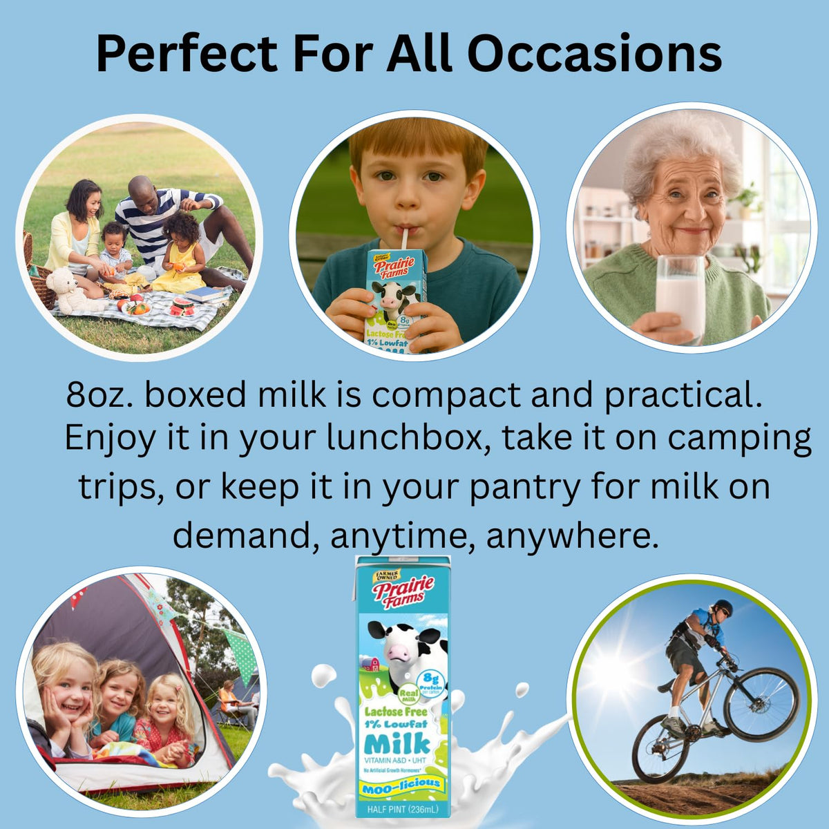 Milk with added vitamin D from Prairie Farms in 1% fat option.