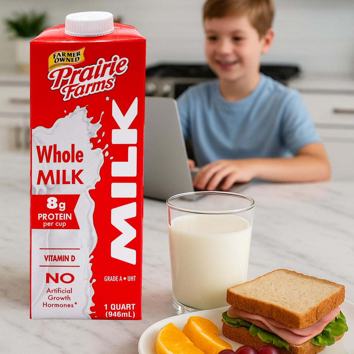 Prairie Farms Whole Milk carton stored at room temperature before opening