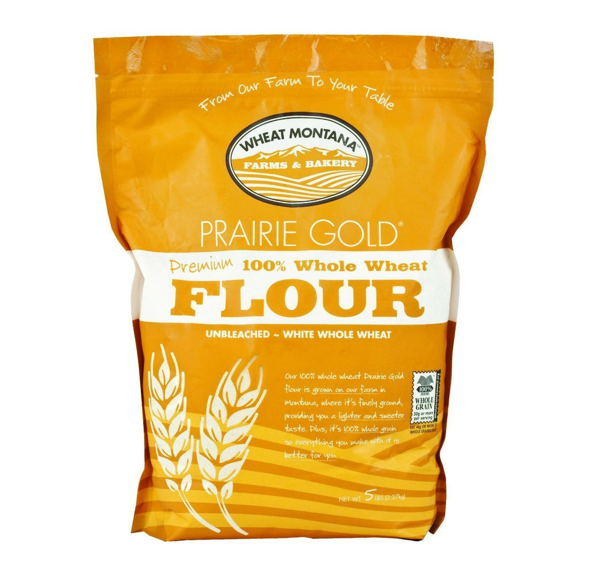 Prairie Gold Wheat Montana 100% Whole Wheat Flour pack of 2x5lb bags for versatile baking