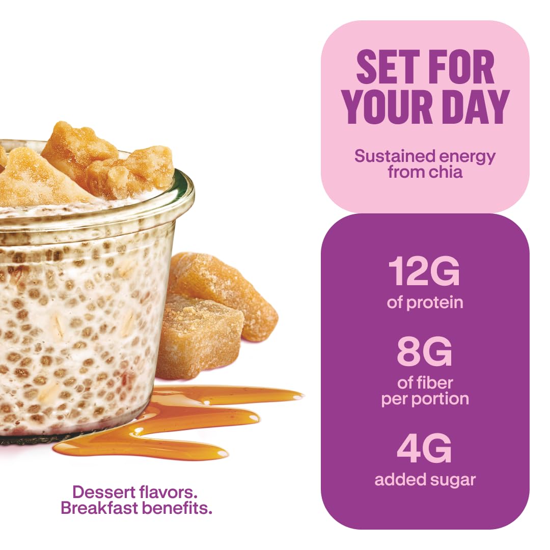 Prana Chialove Overnight Chia Oats jar prep showing simple mix-and-soak steps.