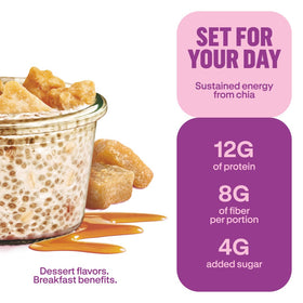Prana Chialove Overnight Chia Oats jar prep showing simple mix-and-soak steps.