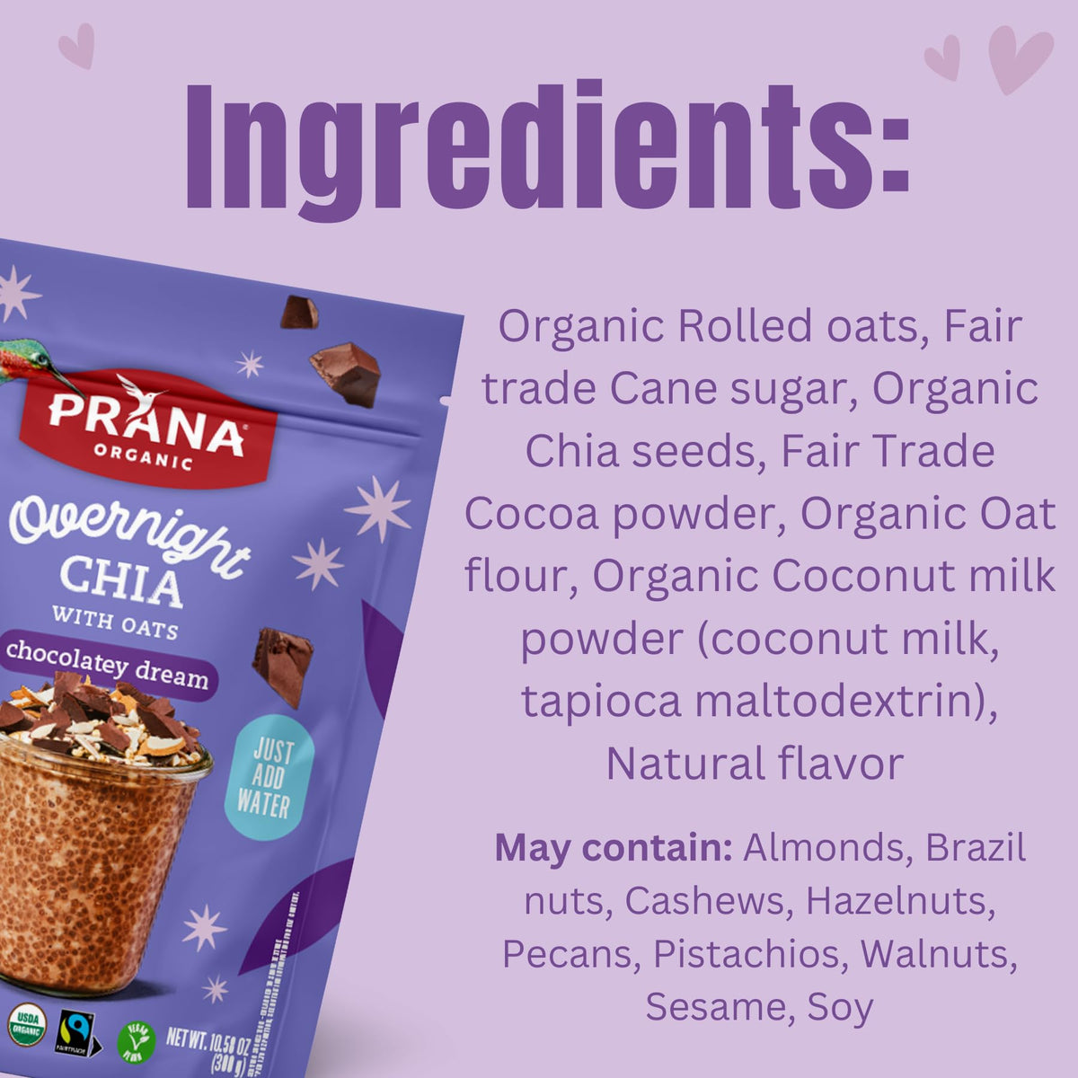 Prana organic overnight chia oats 900g bag ready for bulk breakfast prep