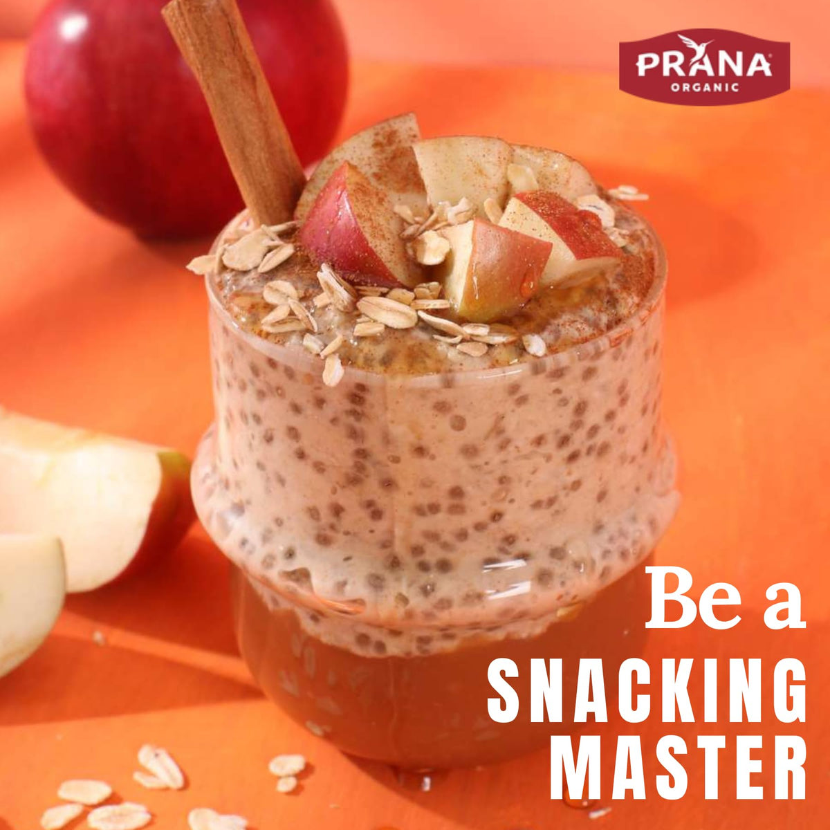 Ready-to-eat Prana Overnight Chia with Oats Apple Crumble in a bowl.