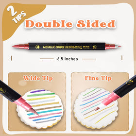 PREATOC edible markers with a double-sided nib for precise outlines and broad fills on fondant.