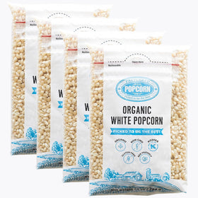 Preferred Popcorn Organic White Kernels in a 28 oz bag ready for popping with high yield