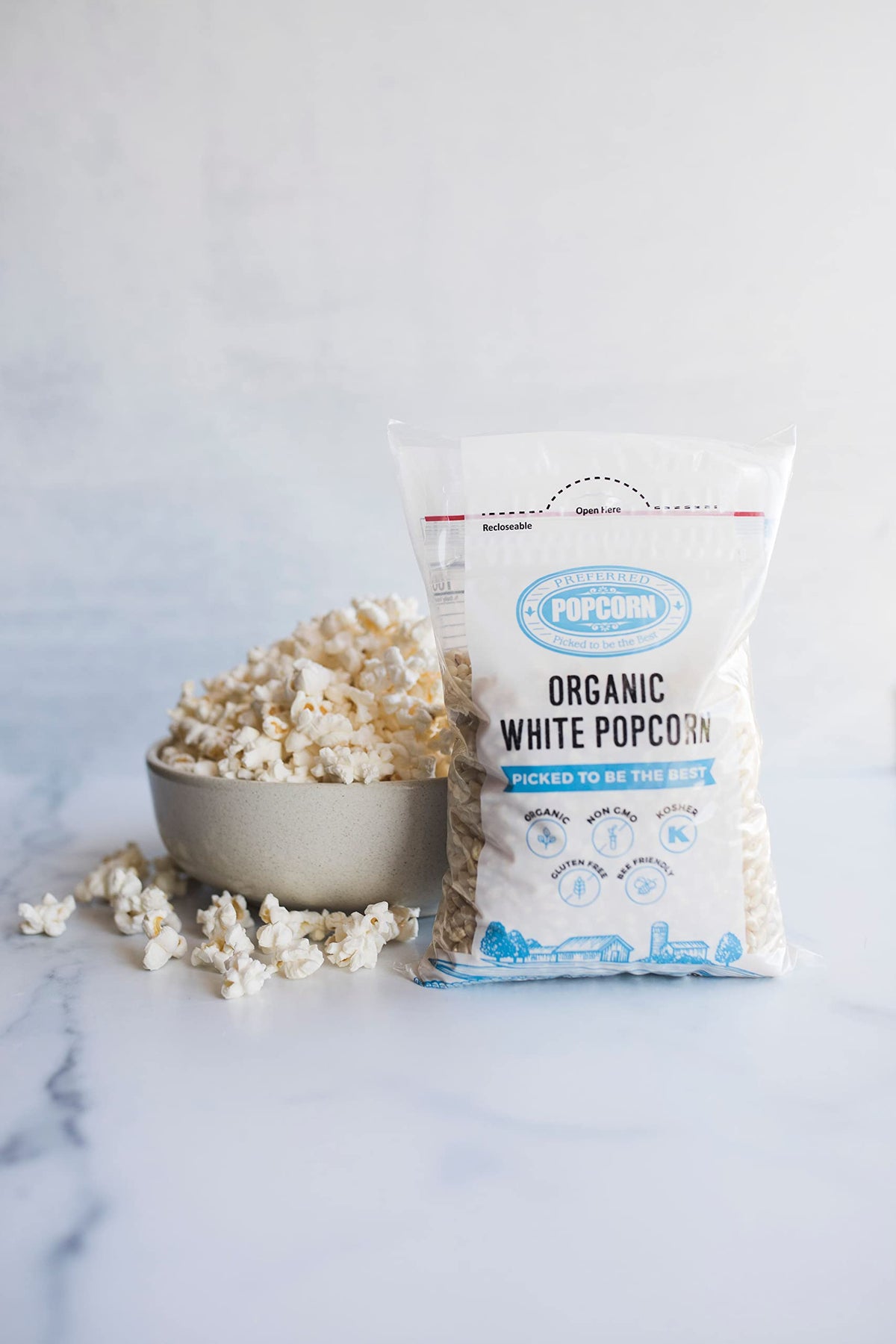 US-grown theater-style kernels from Preferred Popcorn for large flakes