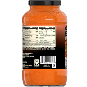 Prego Creamy Tomato Ricotta jar close-up reveals rich color and velvety texture.