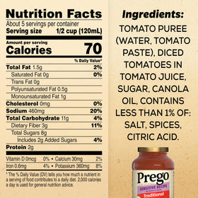 Pouring Prego Low FODMAP sauce over pasta shows thick cling