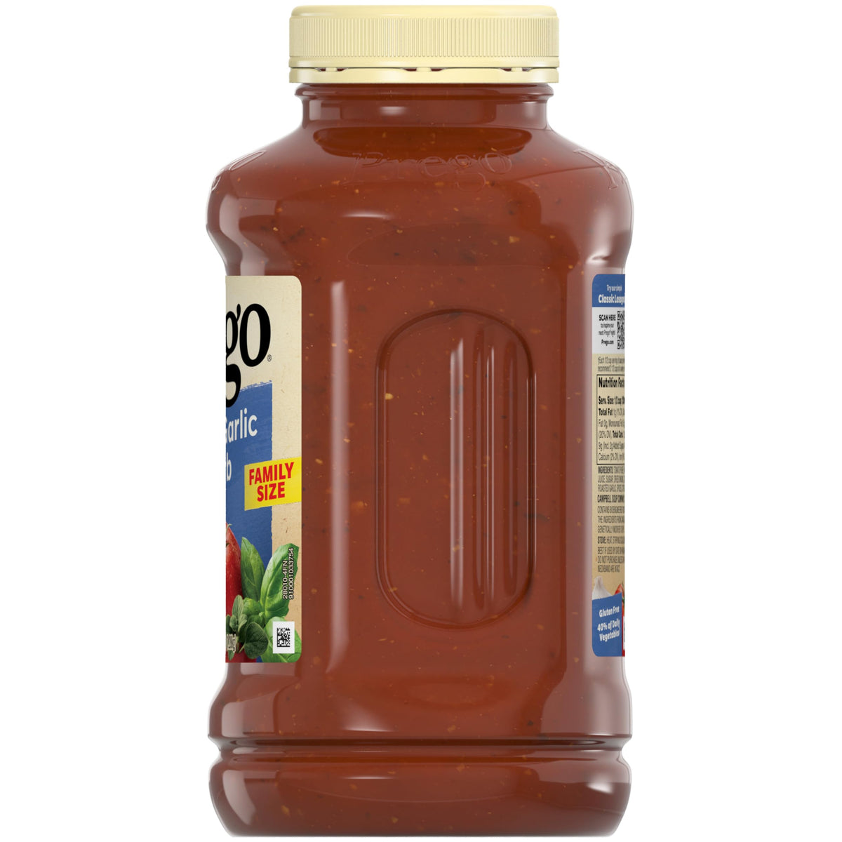 Prego sauce jar illustrating no high fructose corn syrup label on front.