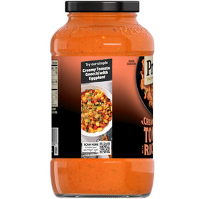 Prego Creamy Tomato Ricotta sauce on pantry shelf for easy access.
