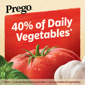 Six-pack case of Prego Traditional No Sugar Added sauce on pantry shelf.