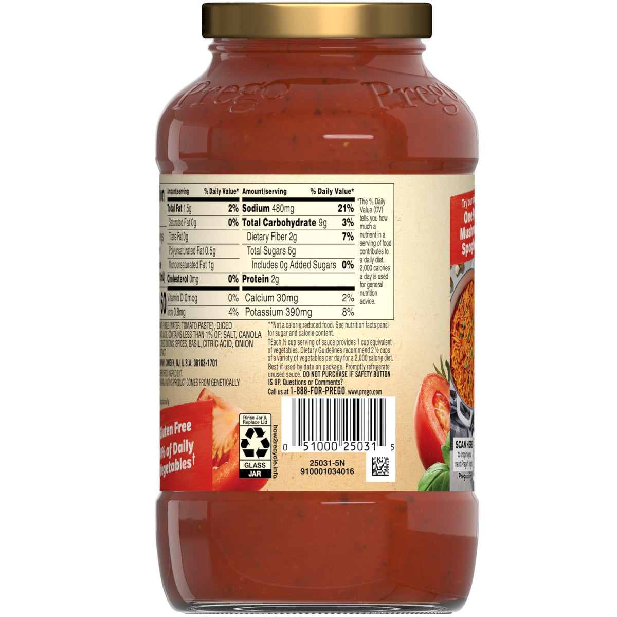 Spoonful of Prego sauce being added to pasta.