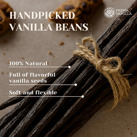 Split PREMA Madagascar vanilla bean ready for extract or flavoring