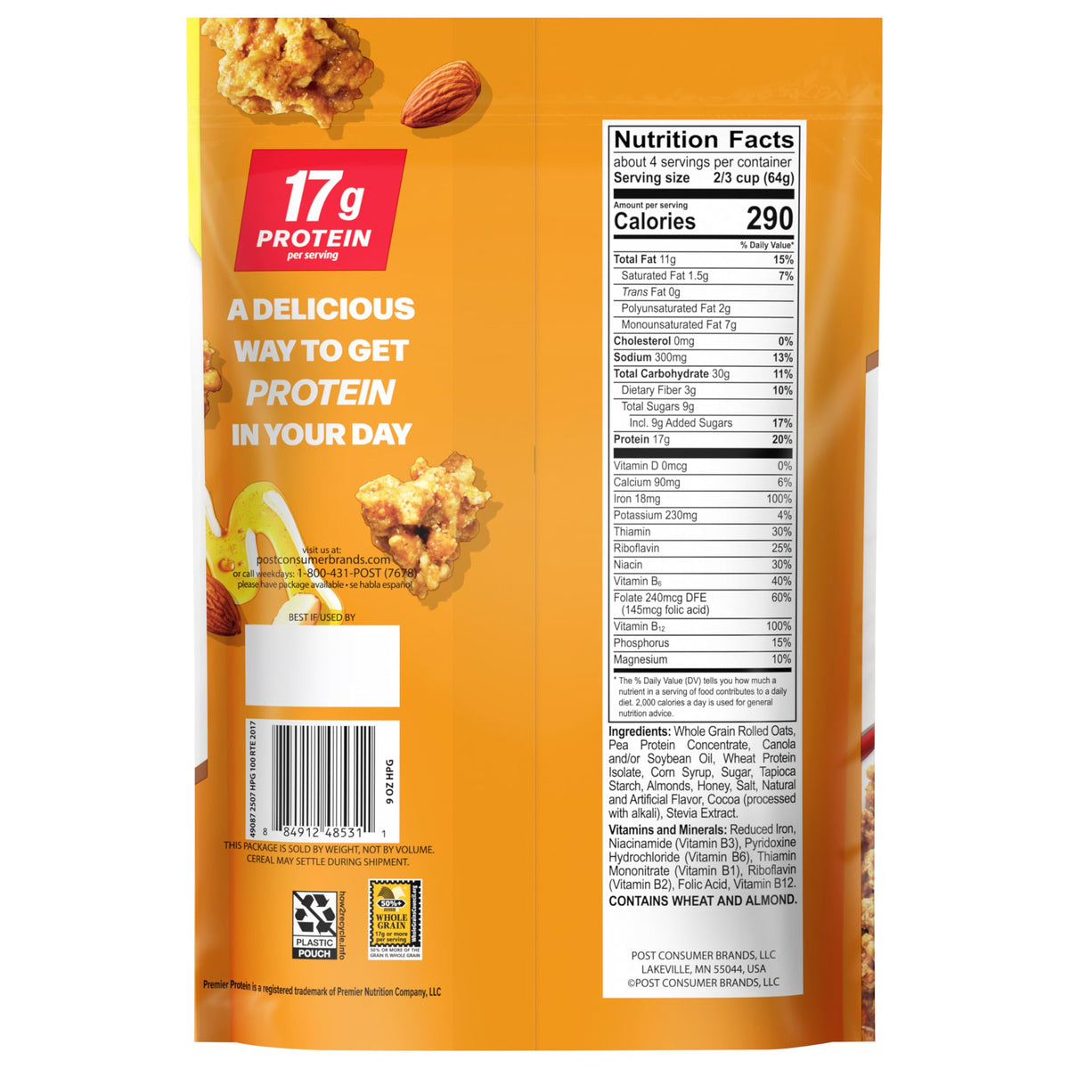 Premier Protein breakfast-table granola captures a crunchy start.