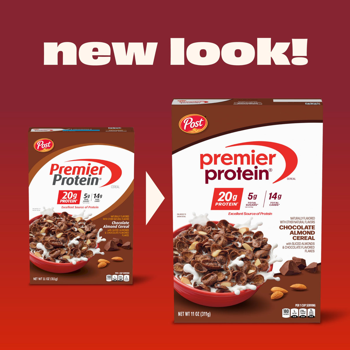 Premier Protein cereal bowl with chocolate flakes and almonds for mornings.