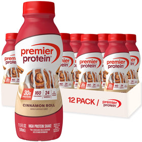Premier Protein Cinnamon Roll shake in 11.5oz bottle, convenient breakfast on the go