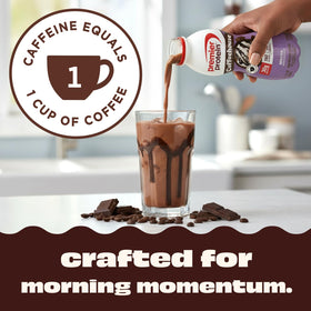 Pouring Premier Protein Coffeehouse Mocha reveals rich mocha aroma and quick protein refreshment.