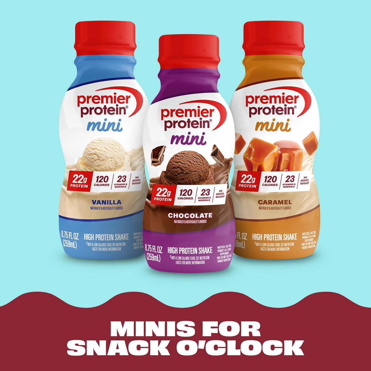 Premier Protein Minis on-the-go pack demonstrates portable, snack-friendly protein.