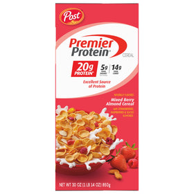 Real fruit and almond pieces in Premier Protein cereal promise tasty crunch.