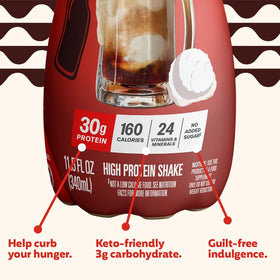 Pouring Premier Protein Root Beer Float, quick nutrition on the move