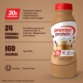 Premier Protein Café Latte being poured for a coffee-inspired protein moment.