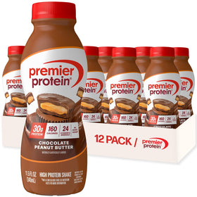 Premier Protein Shake Chocolate Peanut Butter bottle front for on-the-go fueling.