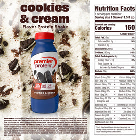 Spoon shot of Premier Protein Cookies & Cream for easy mixing