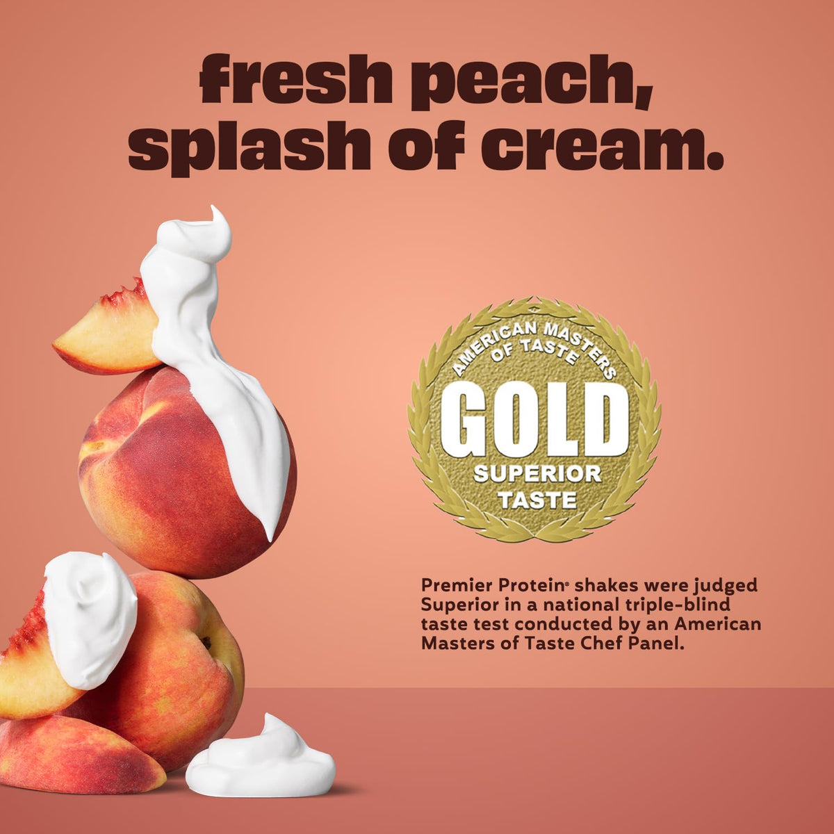 Milk protein blend from Premier Protein Peaches and Cream for steady fuel.