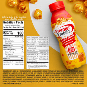 Premier Protein shake on the go in a lunchbox setup for convenient meals.