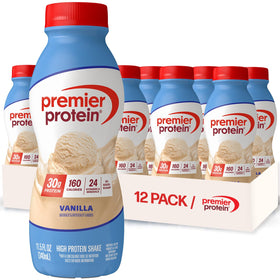 Premier Protein Shake Vanilla bottle on-the-go fuel for busy mornings.
