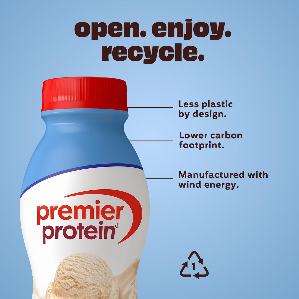 Premier Protein Shake Vanilla smoothie base, blend with fruits for nutritious treat.