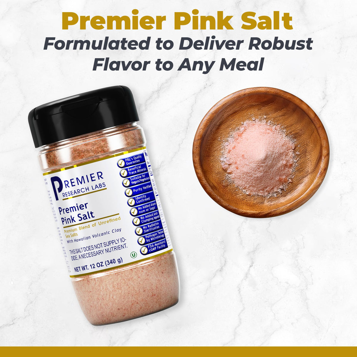 Premier Research Labs Pink Salt fine grain for precise seasoning and even flavor.