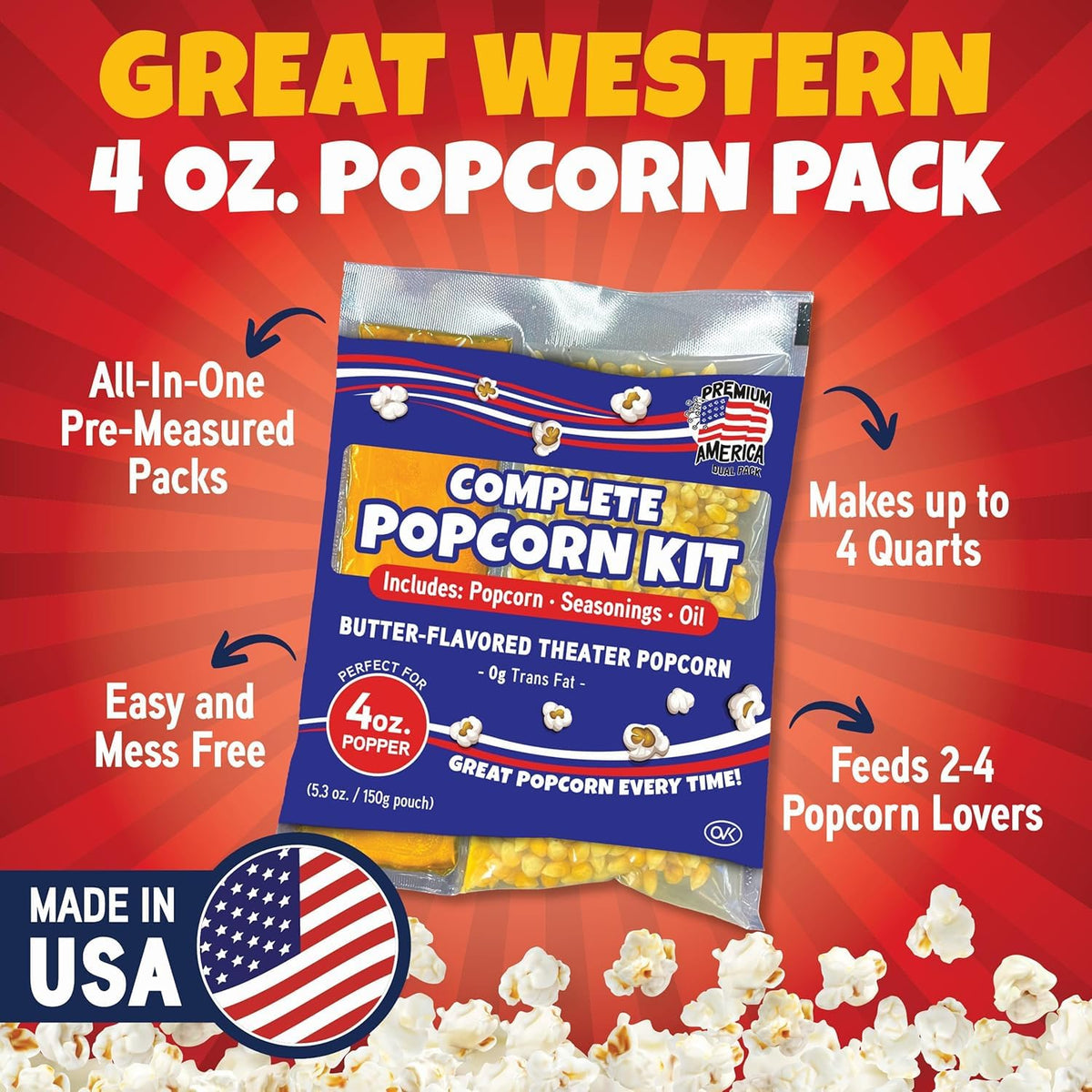 Premium America branding close-up showing quality packaging for home use.