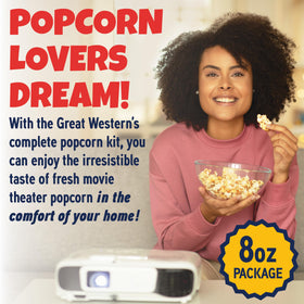 Premium America popcorn kit oil and salt packets ready for quick popping.