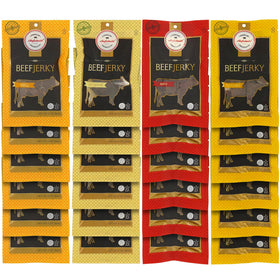Premium Aufschnitt Grass-Fed Beef Jerky packaging highlights kosher certification and quality.