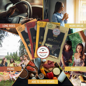 On-the-go Premium Aufschnitt Jerky is a keto-friendly snack option in a convenient 24-pack.