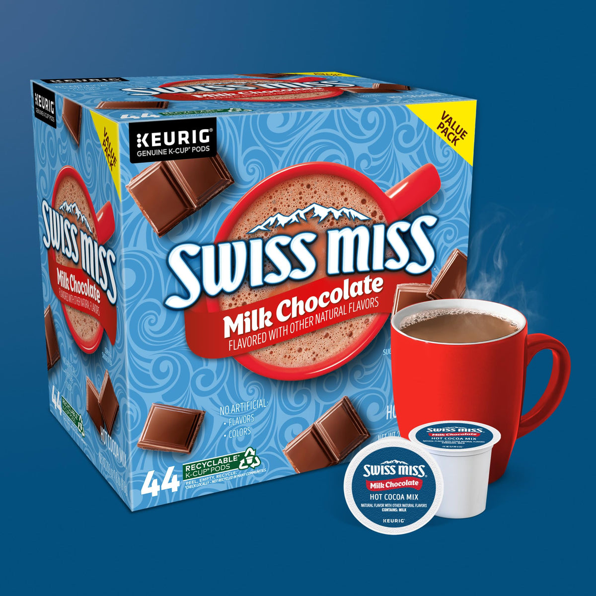 Close-up of Swiss Miss cocoa powder texture.