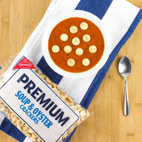 Closeup of Premium Crackers texture highlighting crackly, crisp bite