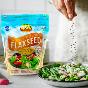 Premium Gold 32oz container keeps flax fresh with no preservatives