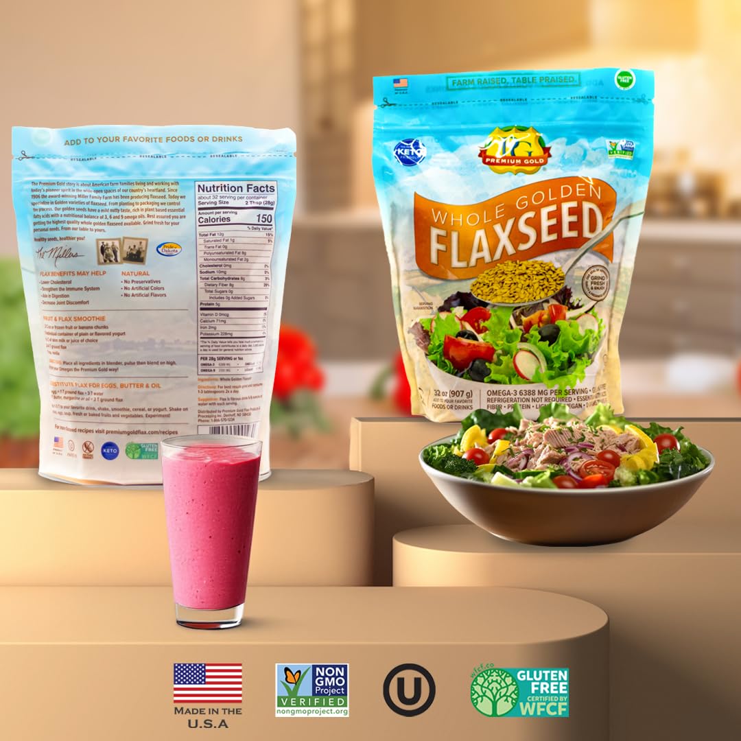 Premium Gold flax seeds farm-to-table American grown, supporting high-quality production