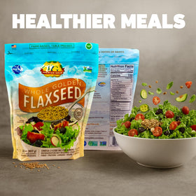 Premium Gold flax seeds close-up reveal raw texture ideal for shake inclusion