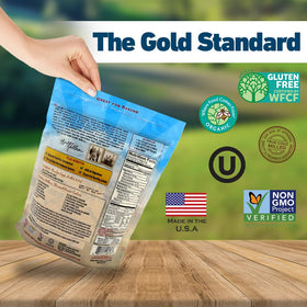 Premium Gold flaxseed lignan close-up highlights nutritional detail.