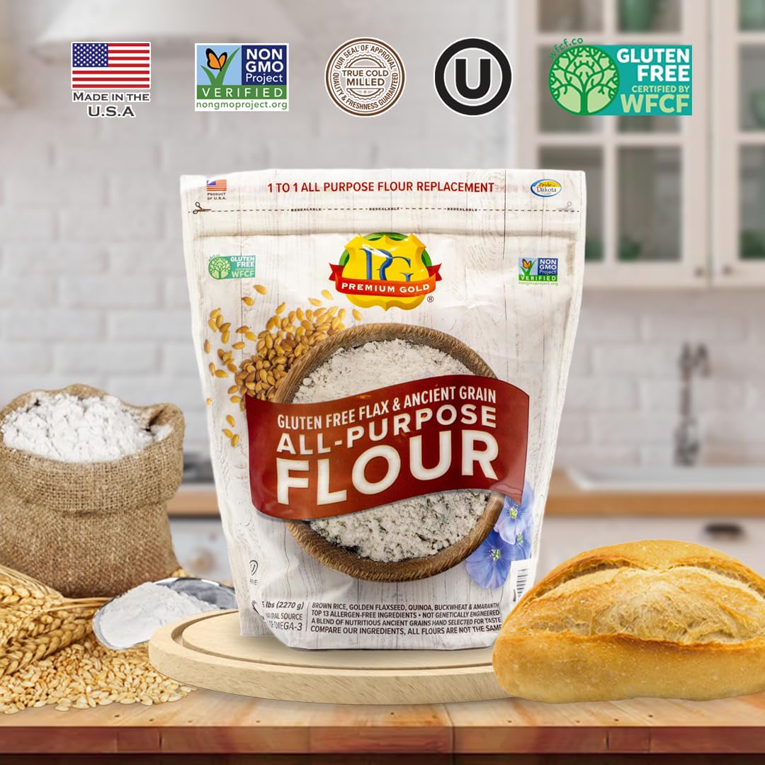 5 lb resealable pouch of Premium Gold gluten-free flour