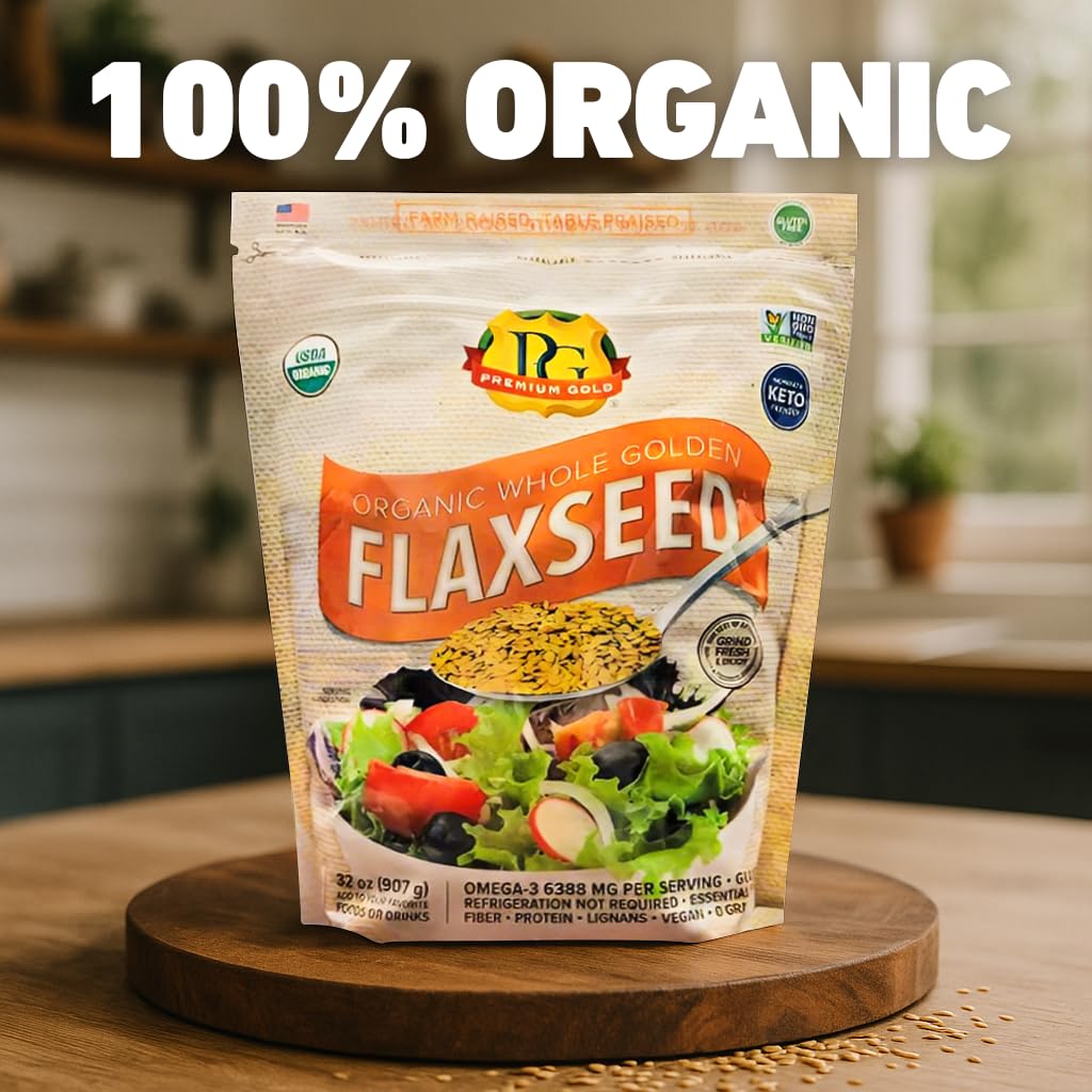 Premium Gold ground flax seeds ready for smoothies and baking.