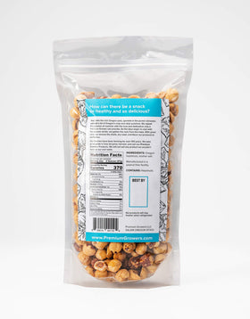 Premium Growers hazelnuts close-up roasted texture, inviting crunch and warm aroma.